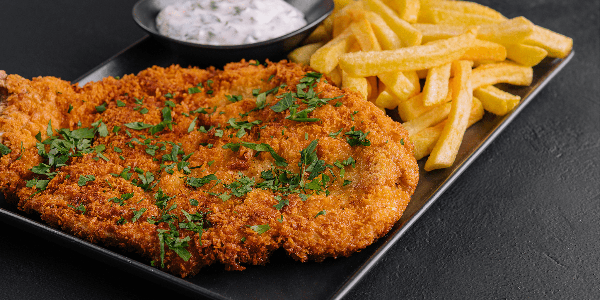 Schnitzel mit Pommes, Klassiker Isermann Buffet